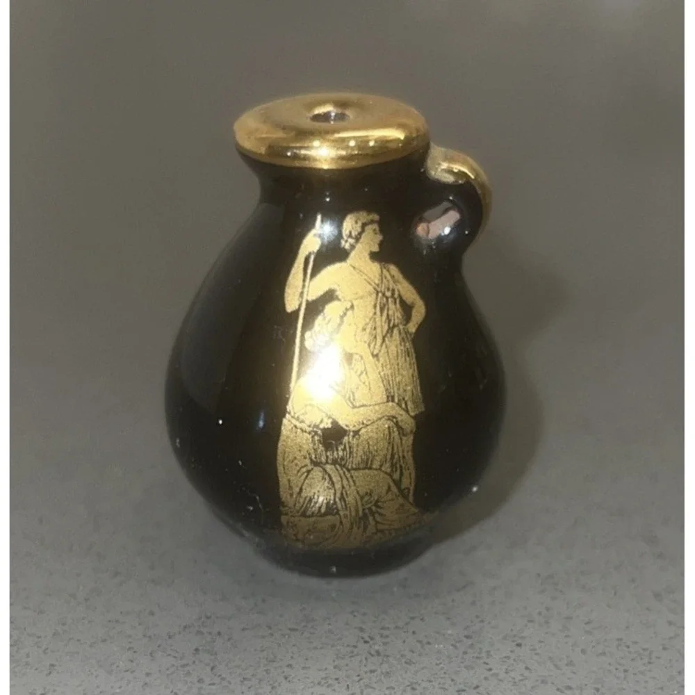 Vintage Greek Vase 24K Gold Handmade Mini 1.5